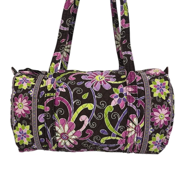Vera Bradley Purple Punch Retired Brown Pink Green Travel Shoulder Duffle Bag - Picture 6 of 13